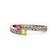 1 - Orane Rhodolite Garnet and Yellow Diamond with Side Diamonds Bypass Ring 