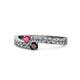 1 - Orane Rhodolite and Red Garnet with Side Diamonds Bypass Ring 