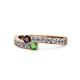 1 - Orane Red and Green Garnet with Side Diamonds Bypass Ring 