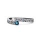 1 - Orane Blue and White Diamond with Side Diamonds Bypass Ring 