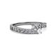 2 - Orane Diamond and White Sapphire with Side Diamonds Bypass Ring 