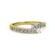 2 - Orane Diamond and White Sapphire with Side Diamonds Bypass Ring 