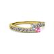 2 - Orane Diamond and Pink Sapphire with Side Diamonds Bypass Ring 