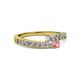 2 - Orane Diamond and Pink Tourmaline with Side Diamonds Bypass Ring 