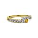 2 - Orane Diamond and Citrine with Side Diamonds Bypass Ring 