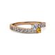 2 - Orane Diamond and Citrine with Side Diamonds Bypass Ring 