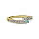 2 - Orane Diamond and Aquamarine with Side Diamonds Bypass Ring 
