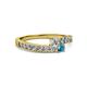 2 - Orane Diamond and London Blue Topaz with Side Diamonds Bypass Ring 