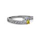 2 - Orane Diamond and Yellow Sapphire with Side Diamonds Bypass Ring 