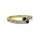 2 - Orane Emerald and Blue Sapphire with Side Diamonds Bypass Ring 