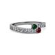 2 - Orane Emerald and Ruby with Side Diamonds Bypass Ring 