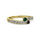 2 - Orane Emerald and Black Diamond with Side Diamonds Bypass Ring 