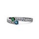 1 - Orane Emerald and Blue Diamond with Side Diamonds Bypass Ring 