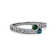 2 - Orane Emerald and Blue Diamond with Side Diamonds Bypass Ring 