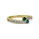 2 - Orane Emerald and Blue Diamond with Side Diamonds Bypass Ring 
