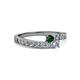 2 - Orane Emerald and Diamond with Side Diamonds Bypass Ring 