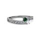 2 - Orane Emerald and White Sapphire with Side Diamonds Bypass Ring 