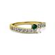 2 - Orane Emerald and White Sapphire with Side Diamonds Bypass Ring 