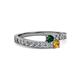 2 - Orane Emerald and Citrine with Side Diamonds Bypass Ring 