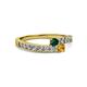 2 - Orane Emerald and Citrine with Side Diamonds Bypass Ring 