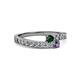 2 - Orane Emerald and Iolite with Side Diamonds Bypass Ring 