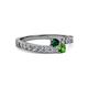 2 - Orane Emerald and Green Garnet with Side Diamonds Bypass Ring 