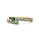 1 - Orane Emerald and Green Garnet with Side Diamonds Bypass Ring 