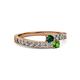 2 - Orane Emerald and Green Garnet with Side Diamonds Bypass Ring 