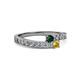 2 - Orane Emerald and Yellow Sapphire with Side Diamonds Bypass Ring 