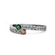 1 - Orane Emerald and Smoky Quartz with Side Diamonds Bypass Ring 