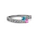 2 - Orane London Blue Topaz and Pink Sapphire with Side Diamonds Bypass Ring 