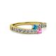 2 - Orane London Blue Topaz and Pink Sapphire with Side Diamonds Bypass Ring 