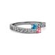 2 - Orane London Blue Topaz and Pink Tourmaline with Side Diamonds Bypass Ring 