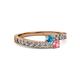 2 - Orane London Blue Topaz and Pink Tourmaline with Side Diamonds Bypass Ring 
