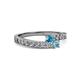 2 - Orane London Blue Topaz and Aquamarine with Side Diamonds Bypass Ring 