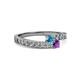 2 - Orane London Blue Topaz and Amethyst with Side Diamonds Bypass Ring 