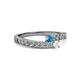 2 - Orane London Blue Topaz and White Sapphire with Side Diamonds Bypass Ring 