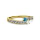 2 - Orane London Blue Topaz and White Sapphire with Side Diamonds Bypass Ring 