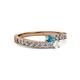 2 - Orane London Blue Topaz and White Sapphire with Side Diamonds Bypass Ring 