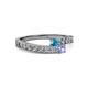 2 - Orane London Blue Topaz and Tanzanite with Side Diamonds Bypass Ring 
