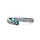 1 - Orane London Blue Topaz and Blue Diamond with Side Diamonds Bypass Ring 