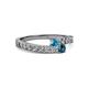 2 - Orane London Blue Topaz and Blue Diamond with Side Diamonds Bypass Ring 
