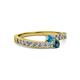 2 - Orane London Blue Topaz and Blue Diamond with Side Diamonds Bypass Ring 