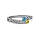 2 - Orane London Blue Topaz and Yellow Diamond with Side Diamonds Bypass Ring 
