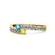 1 - Orane London Blue Topaz and Yellow Diamond with Side Diamonds Bypass Ring 
