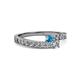 2 - Orane London Blue Topaz and Diamond with Side Diamonds Bypass Ring 
