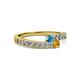 2 - Orane London Blue Topaz and Citrine with Side Diamonds Bypass Ring 