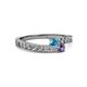 2 - Orane London Blue Topaz and Iolite with Side Diamonds Bypass Ring 