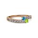 2 - Orane London Blue Topaz and Peridot with Side Diamonds Bypass Ring 