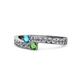1 - Orane London Blue Topaz and Green Garnet with Side Diamonds Bypass Ring 